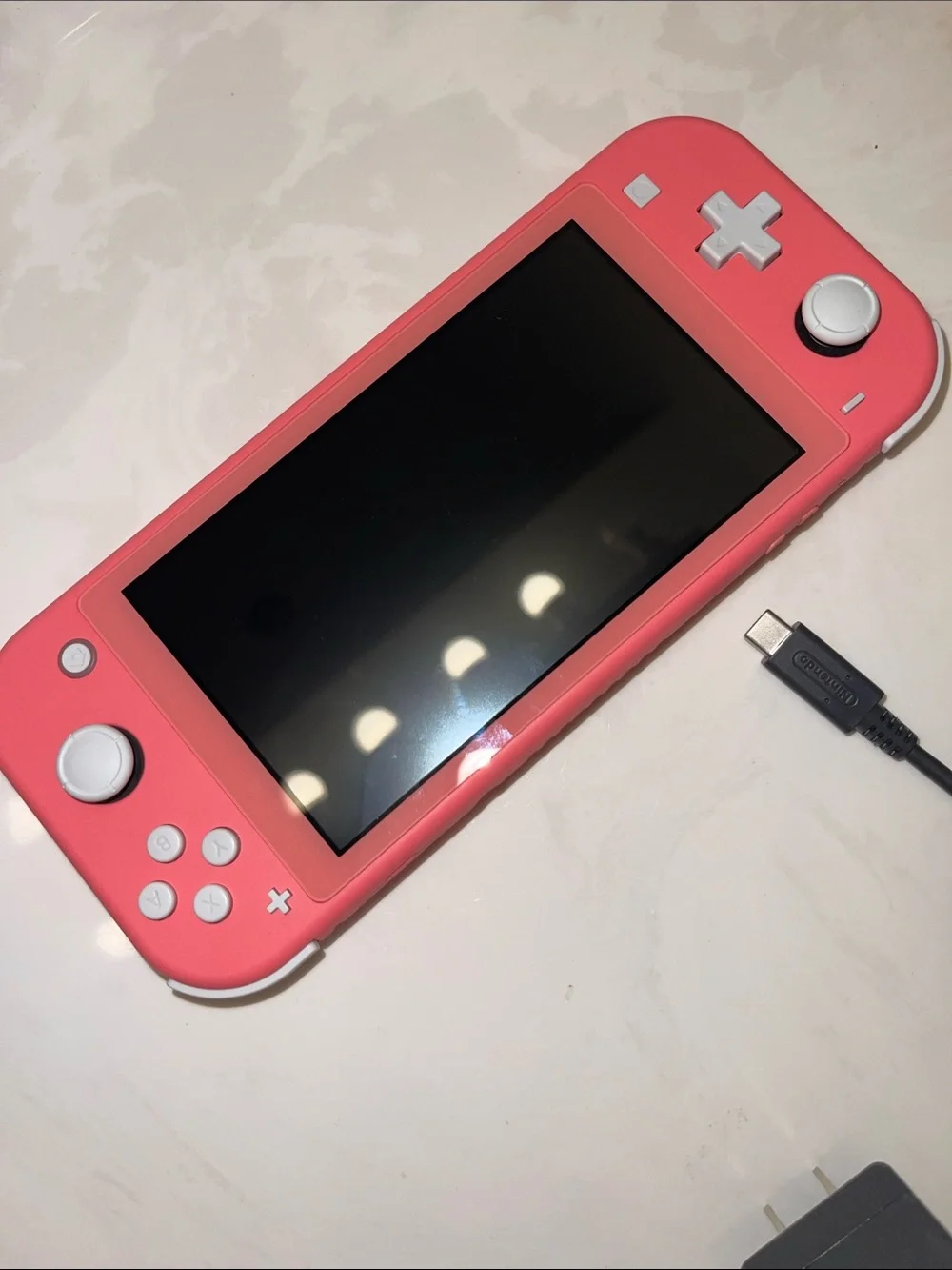 🪸Nintendo Switch Coral Pink Handheld Gaming Console with Black Charger- LIKE NEW